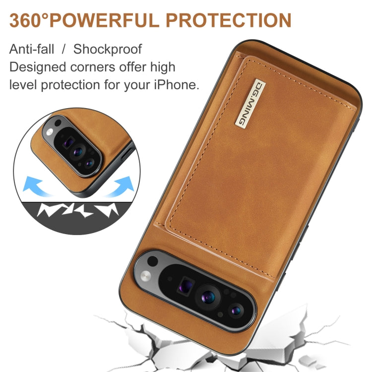 For Google Pixel 9 Pro XL DG.MING M1 Series 3-Fold Multi Card Wallet + Magnetic Phone Case(Brown)