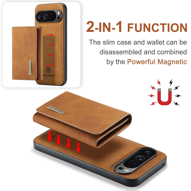 For Google Pixel 9 Pro XL DG.MING M1 Series 3-Fold Multi Card Wallet + Magnetic Phone Case(Brown)