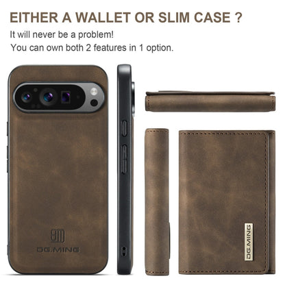 For Google Pixel 9 Pro XL DG.MING M1 Series 3-Fold Multi Card Wallet + Magnetic Phone Case(Coffee)