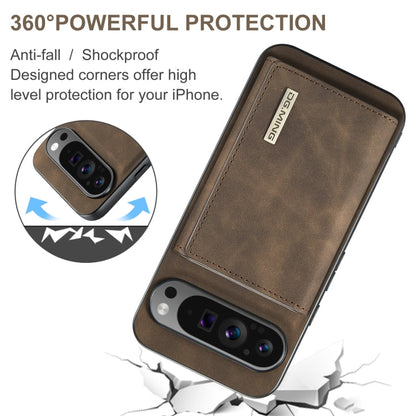 For Google Pixel 9 Pro XL DG.MING M1 Series 3-Fold Multi Card Wallet + Magnetic Phone Case(Coffee)
