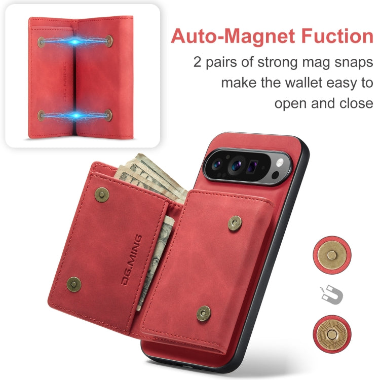 For Google Pixel 9 Pro XL DG.MING M1 Series 3-Fold Multi Card Wallet + Magnetic Phone Case(Red)