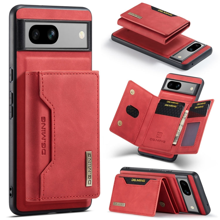 For Google Pixel 8a DG.MING M2 Series 3-Fold Multi Card Bag + Magnetic Phone Case(Red)