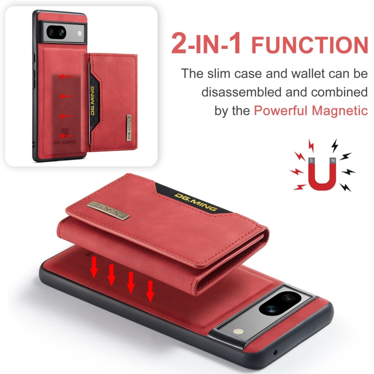 For Google Pixel 8a DG.MING M2 Series 3-Fold Multi Card Bag + Magnetic Phone Case(Red)