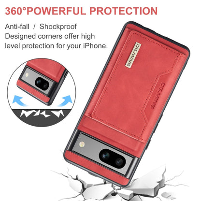 For Google Pixel 8a DG.MING M2 Series 3-Fold Multi Card Bag + Magnetic Phone Case(Red)
