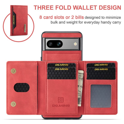 For Google Pixel 8a DG.MING M2 Series 3-Fold Multi Card Bag + Magnetic Phone Case(Red)