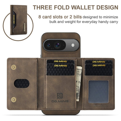 For Google Pixel 9 / 9 Pro DG.MING M2 Series 3-Fold Multi Card Bag + Magnetic Phone Case(Coffee)