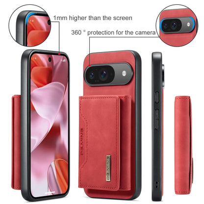Pour Google Pixel 9 / 9 Pro DG.MING Série M2 Étui portefeuille multifonction à 3 volets avec porte-cartes et coque de téléphone magnétique (rouge)