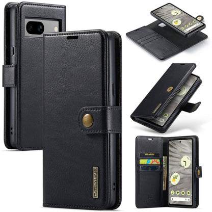 For Google Pixel 8a DG.MING Crazy Horse Texture Detachable Magnetic Leather Phone Case(Black)