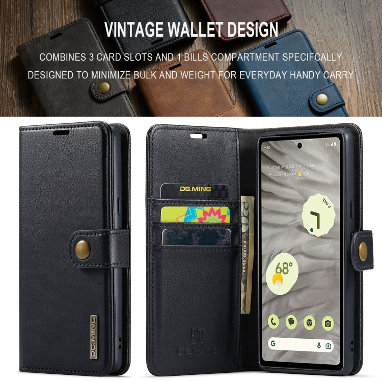 For Google Pixel 8a DG.MING Crazy Horse Texture Detachable Magnetic Leather Phone Case(Black)
