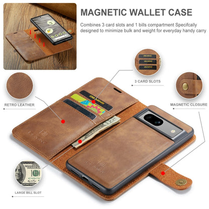 For Google Pixel 8A DG.MING Crazy Horse Texture Detachable Magnetic Leather Phone Case(Brown)