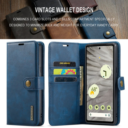 For Google Pixel 8a DG.MING Crazy Horse Texture Detachable Magnetic Leather Phone Case(Blue)