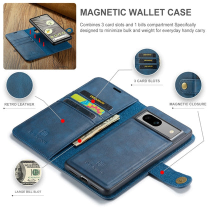 For Google Pixel 8a DG.MING Crazy Horse Texture Detachable Magnetic Leather Phone Case(Blue)