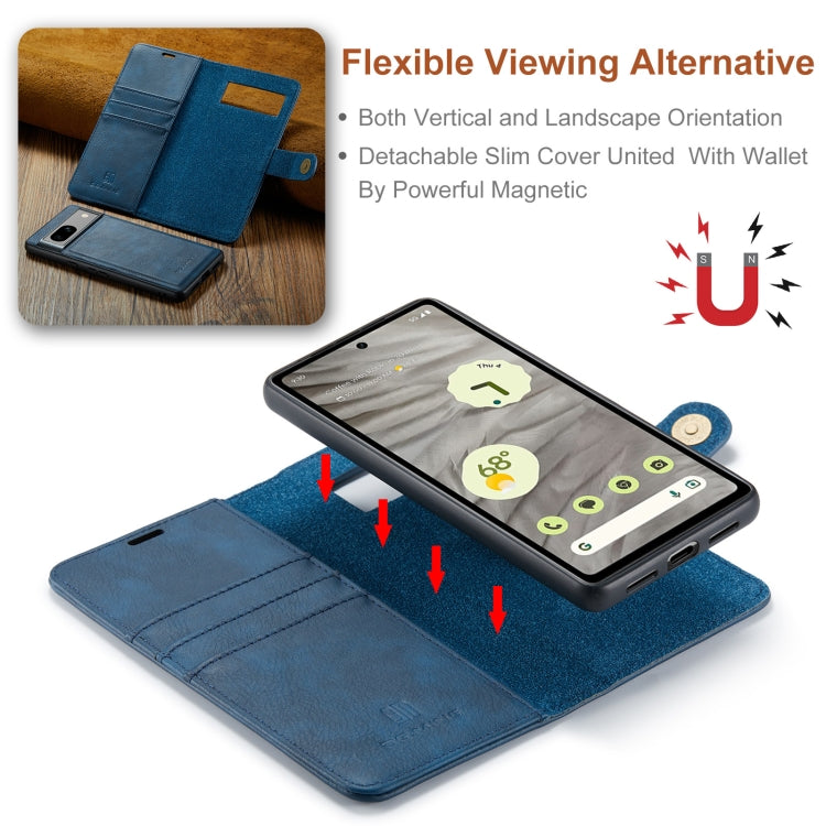 For Google Pixel 8a DG.MING Crazy Horse Texture Detachable Magnetic Leather Phone Case(Blue)