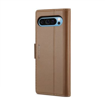 For Google Pixel 10 Pro XL / 9 Pro XL CaseMe 023 Butterfly Buckle Litchi Texture RFID Anti-theft Leather Phone Case(Brown)