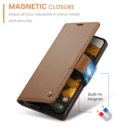 For Google Pixel 10 Pro XL / 9 Pro XL CaseMe 023 Butterfly Buckle Litchi Texture RFID Anti-theft Leather Phone Case(Brown)