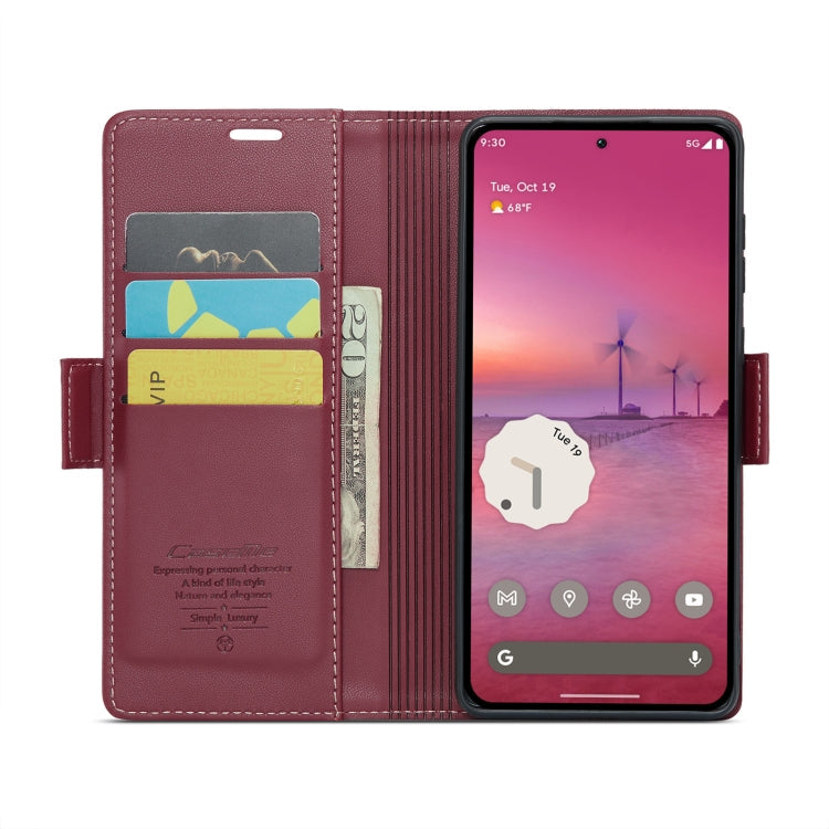 For Google Pixel 10 Pro XL / 9 Pro XL CaseMe 023 Butterfly Buckle Litchi Texture RFID Anti-theft Leather Phone Case(Wine Red)