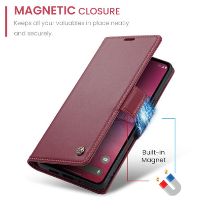 For Google Pixel 10 Pro XL / 9 Pro XL CaseMe 023 Butterfly Buckle Litchi Texture RFID Anti-theft Leather Phone Case(Wine Red)
