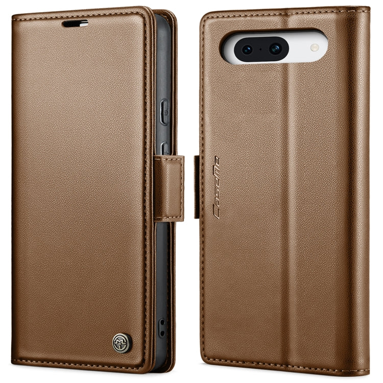 For Google Pixel 10 / 10 Pro / 9 CaseMe 023 Butterfly Buckle Litchi Texture RFID Anti-theft Leather Phone Case(Brown)