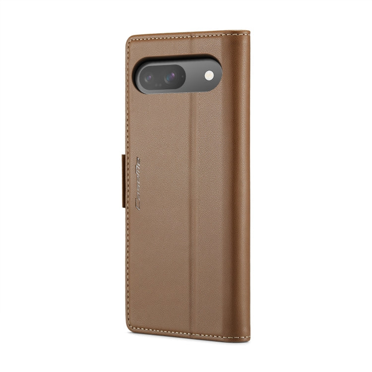 For Google Pixel 10 / 10 Pro / 9 CaseMe 023 Butterfly Buckle Litchi Texture RFID Anti-theft Leather Phone Case(Brown)