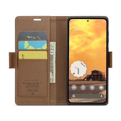 For Google Pixel 10 / 10 Pro / 9 CaseMe 023 Butterfly Buckle Litchi Texture RFID Anti-theft Leather Phone Case(Brown)