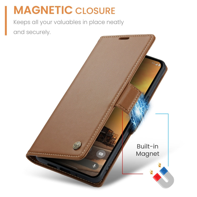 For Google Pixel 10 / 10 Pro / 9 CaseMe 023 Butterfly Buckle Litchi Texture RFID Anti-theft Leather Phone Case(Brown)