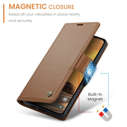 For Google Pixel 10 / 10 Pro / 9 CaseMe 023 Butterfly Buckle Litchi Texture RFID Anti-theft Leather Phone Case(Brown)