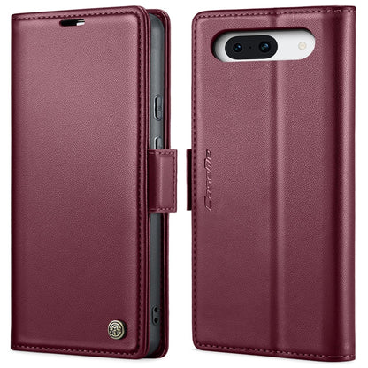 For Google Pixel 10 / 10 Pro / 9 CaseMe 023 Butterfly Buckle Litchi Texture RFID Anti-theft Leather Phone Case(Wine Red)
