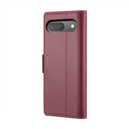 For Google Pixel 10 / 10 Pro / 9 CaseMe 023 Butterfly Buckle Litchi Texture RFID Anti-theft Leather Phone Case(Wine Red)