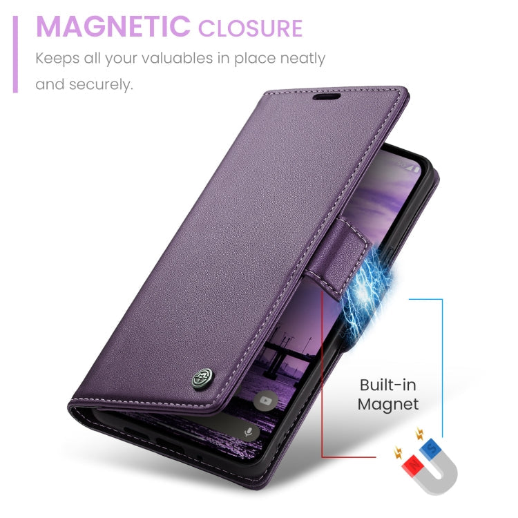 For Google Pixel 10 / 10 Pro / 9 CaseMe 023 Butterfly Buckle Litchi Texture RFID Anti-theft Leather Phone Case(Pearly Purple)