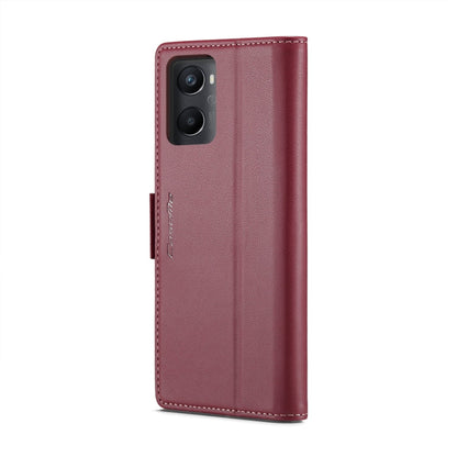 For OPPO A96 4G Global/A36 4G/K10 4G/A76 4G CaseMe 023 Butterfly Buckle Litchi Texture RFID Anti-theft Leather Phone Case(Wine Red)