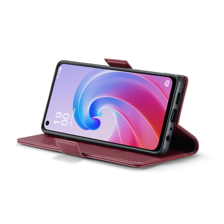 For OPPO A96 4G Global/A36 4G/K10 4G/A76 4G CaseMe 023 Butterfly Buckle Litchi Texture RFID Anti-theft Leather Phone Case(Wine Red)