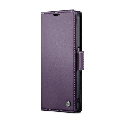 For OPPO A96 4G Global/A36 4G/K10 4G/A76 4G CaseMe 023 Butterfly Buckle Litchi Texture RFID Anti-theft Leather Phone Case(Pearly Purple)