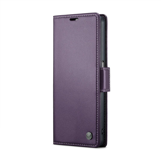 For OPPO A96 4G Global/A36 4G/K10 4G/A76 4G CaseMe 023 Butterfly Buckle Litchi Texture RFID Anti-theft Leather Phone Case(Pearly Purple)