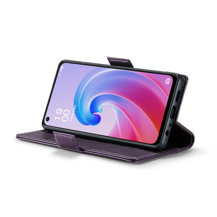 For OPPO A96 4G Global/A36 4G/K10 4G/A76 4G CaseMe 023 Butterfly Buckle Litchi Texture RFID Anti-theft Leather Phone Case(Pearly Purple)