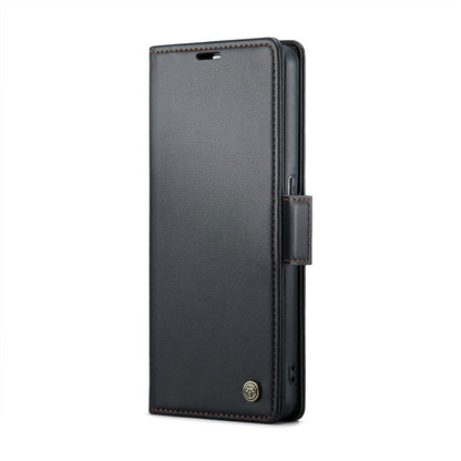 Pour OPPO Reno8 T 4G CaseMe 023 Étui de téléphone en cuir anti-RFID avec texture litchi et boucle papillon (noir)