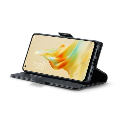 Pour OPPO Reno8 T 4G CaseMe 023 Étui de téléphone en cuir anti-RFID avec texture litchi et boucle papillon (noir)