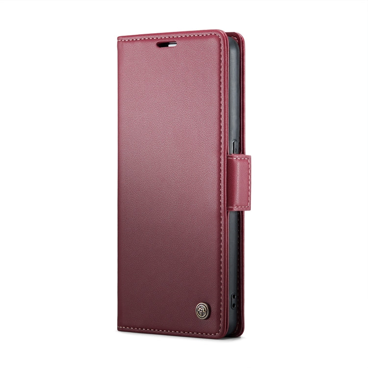For OPPO Reno8 T 4G CaseMe 023 Butterfly Buckle Litchi Texture RFID Anti-theft Leather Phone Case(Wine Red)