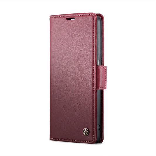 For OPPO Reno8 T 4G CaseMe 023 Butterfly Buckle Litchi Texture RFID Anti-theft Leather Phone Case(Wine Red)