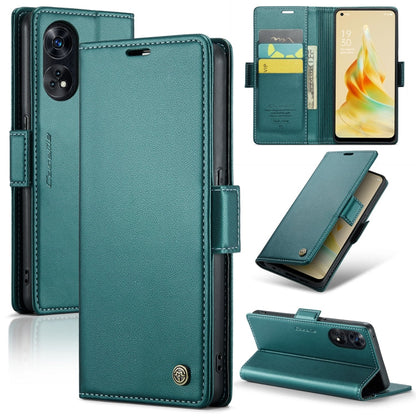 Pour OPPO Reno8 T 4G Étui Téléphone en Cuir Anti-vol RFID CaseMe 023 avec Boucle Papillon et Texture Litchi (Bleu nacré)