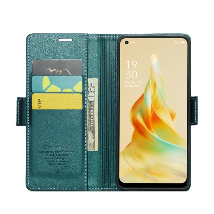 Pour OPPO Reno8 T 4G Étui Téléphone en Cuir Anti-vol RFID CaseMe 023 avec Boucle Papillon et Texture Litchi (Bleu nacré)