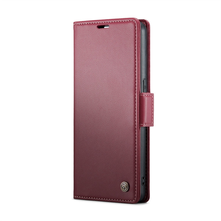 For OPPO Reno7 4G Indonesia/F21 Pro 4G/Reno8 4G CaseMe 023 Butterfly Buckle Litchi Texture RFID Anti-theft Leather Phone Case(Wine Red)