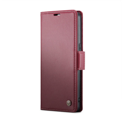 For OPPO Reno7 4G Indonesia/F21 Pro 4G/Reno8 4G CaseMe 023 Butterfly Buckle Litchi Texture RFID Anti-theft Leather Phone Case(Wine Red)