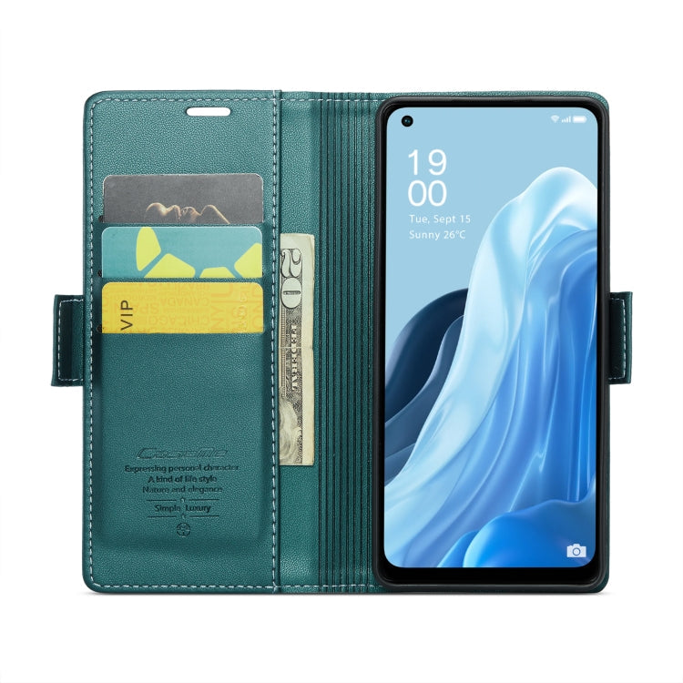 For OPPO Reno7 4G Indonesia/F21 Pro 4G/Reno8 4G CaseMe 023 Butterfly Buckle Litchi Texture RFID Anti-theft Leather Phone Case(Pearly Blue)