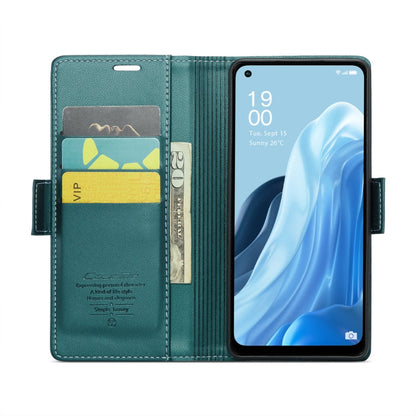 For OPPO Reno7 4G Indonesia/F21 Pro 4G/Reno8 4G CaseMe 023 Butterfly Buckle Litchi Texture RFID Anti-theft Leather Phone Case(Pearly Blue)