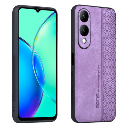 Pour coque de téléphone vivo Y17S AZNS 3D gaufrée imitation cuir (violet)