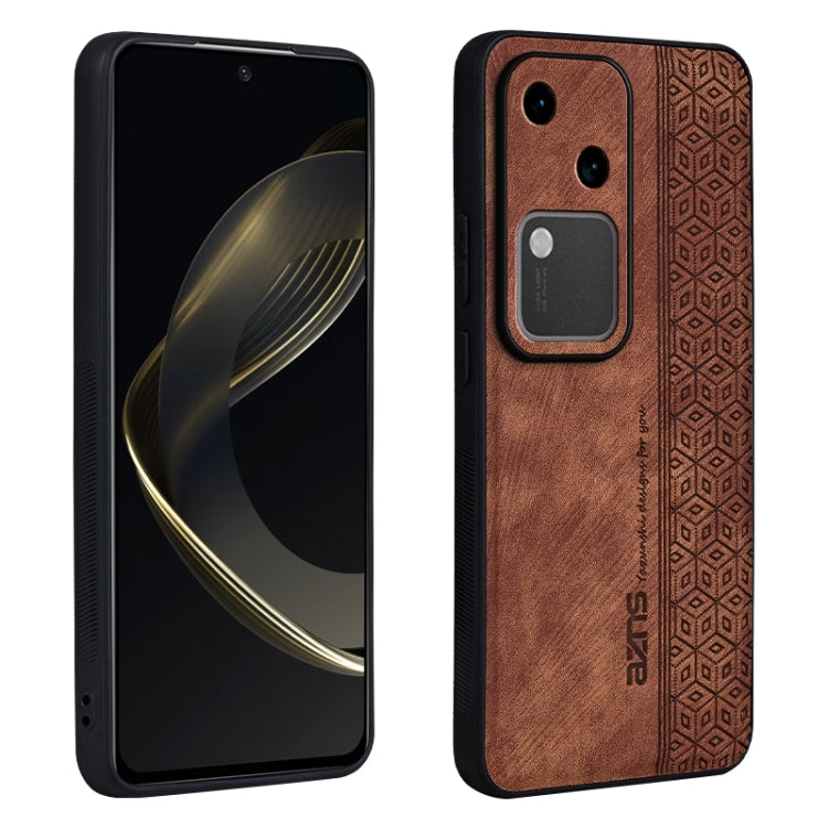For vivo S18 AZNS 3D Embossed Skin Feel Phone Case(Brown)