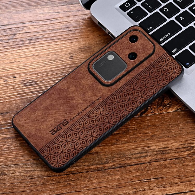 For vivo S18 AZNS 3D Embossed Skin Feel Phone Case(Brown)