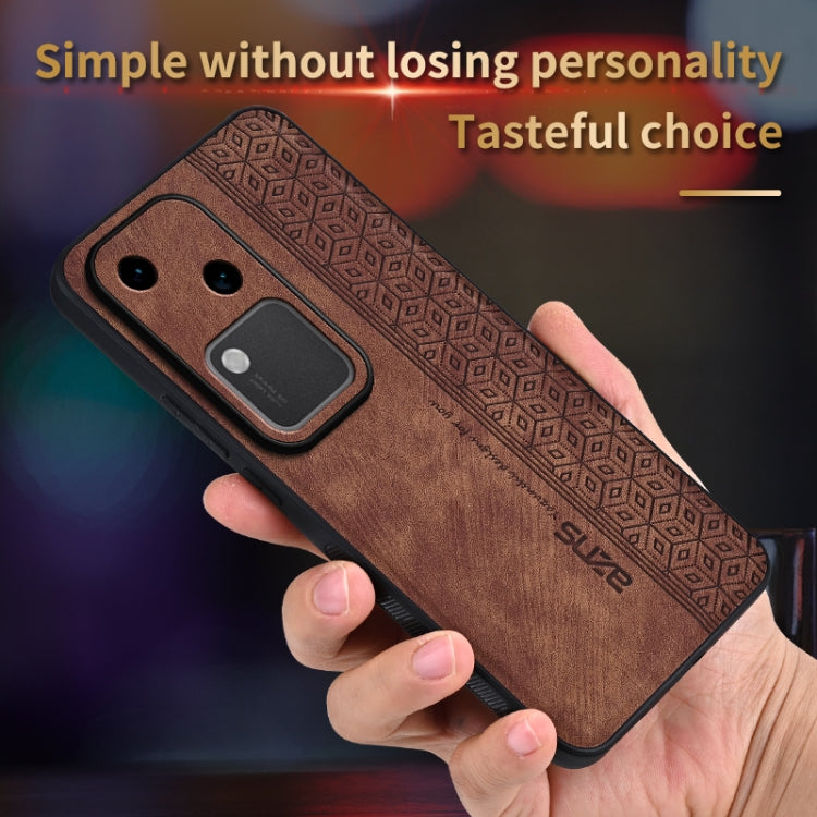 For vivo S18 AZNS 3D Embossed Skin Feel Phone Case(Brown)