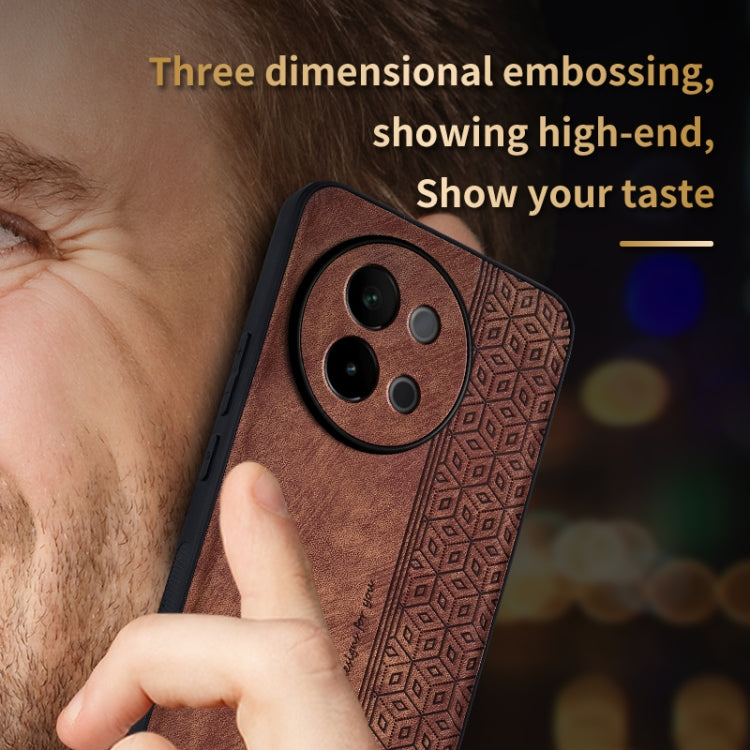 For vivo S18e AZNS 3D Embossed Skin Feel Phone Case(Black)