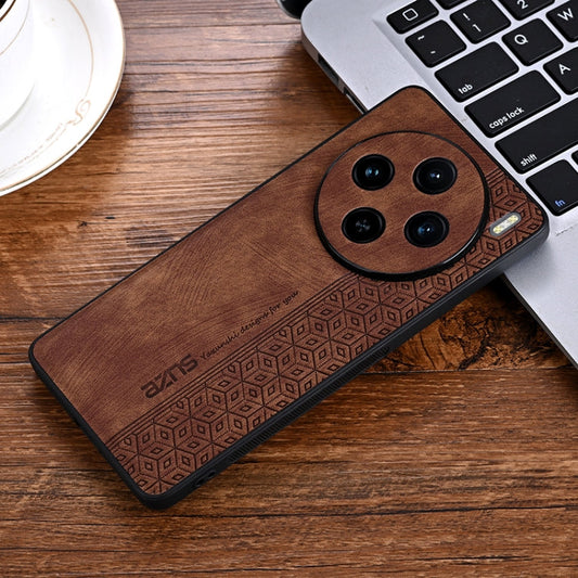 For vivo X100s AZNS 3D Embossed Skin Feel Phone Case(Brown)